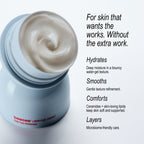 An open jar of beecee Daily Face Moisturizer showing a swirled cream inside, with marketing text on a clean white background.