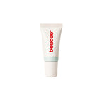 A white squeeze tube of beecee lip gloss with a red vertical logo and a light mint green band, centered on a plain white background.