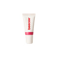 A white squeeze tube of beecee lip gloss with a pink band and red brand name, centered on a plain white background.