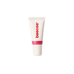 A white squeeze tube of beecee lip gloss with a pink band and red brand name, centered on a plain white background.