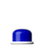 A glossy blue dome-shaped cap or cover with a white cylindrical base, shown on a plain white background.