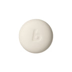 A single round, off-white soap bar with a debossed lowercase 'b' logo in the center, isolated on a solid white background.
