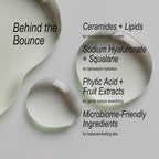 Video of drops of oil with text overlay describing the ingredients in the dewy gel cream behind the positive effects. 